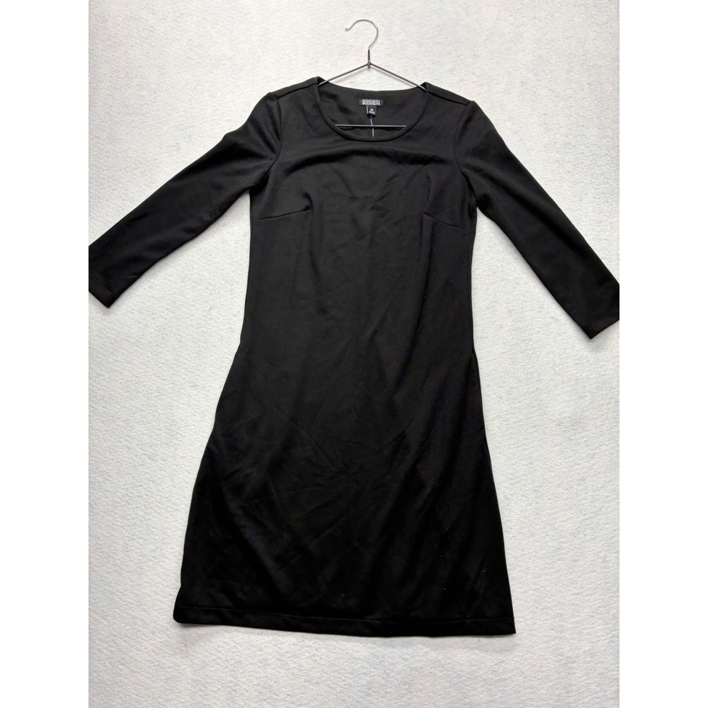 Nicole Miller Original‎ Workwear Dress Dark Academia Shift 3/4 Sleeve XS Black